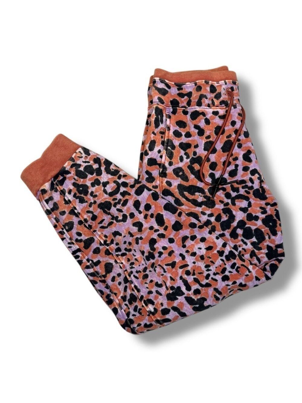 JoyLab Women’s Cozy Knit Joggers Orange Black Size XS